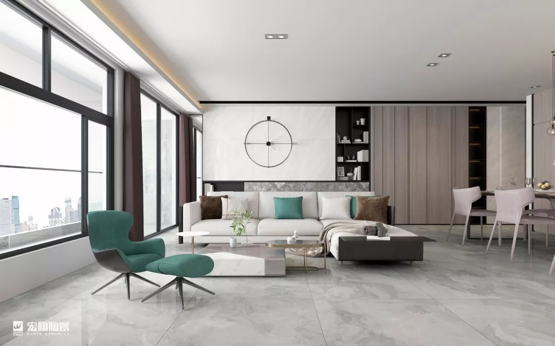 欧博ABG客厅 900×1800mm大板瓷砖效果图