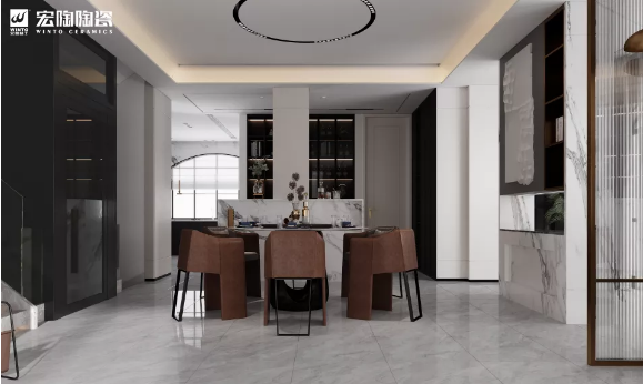 欧博ABG卡瑟灰瓷砖地砖铺贴效果图