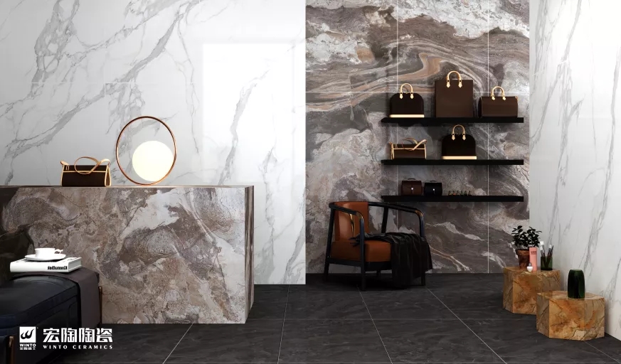 欧博ABG大板白瓷砖和地砖装修效果图