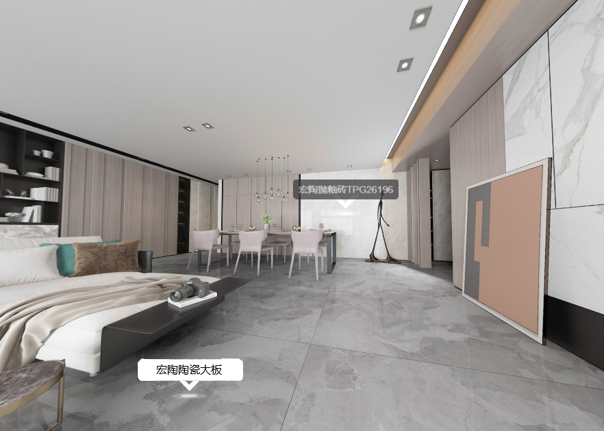 欧博ABG陶瓷大板客厅地砖装修效果图
