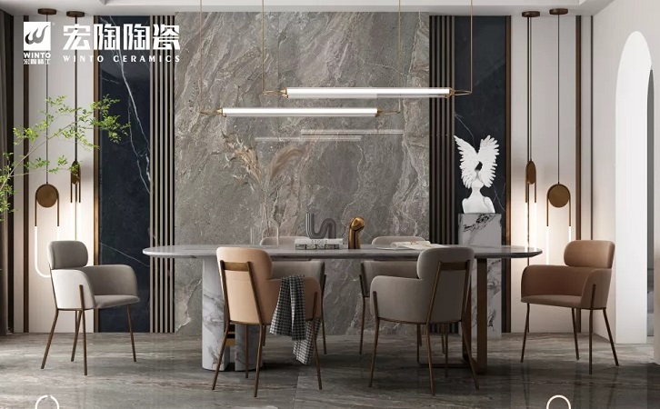 欧博ABG 萨瓦灰配景墙效果图岩板