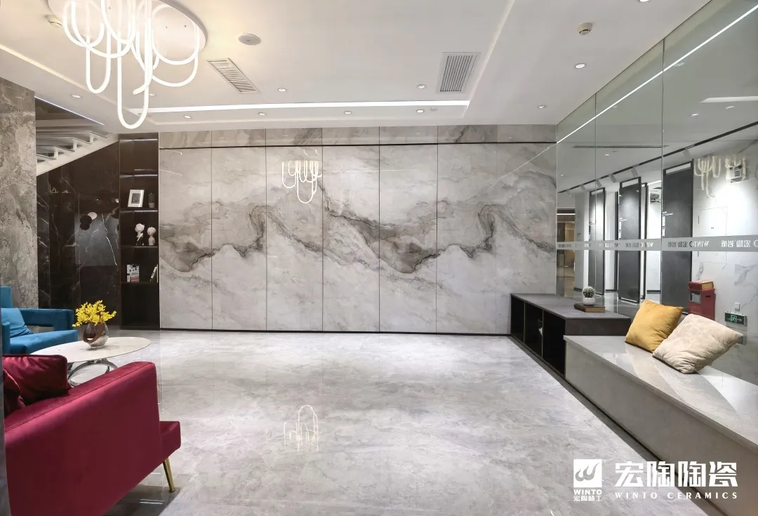 欧博ABG岩板增添智控隐藏式功效，，，巧妙地把电视“藏”起来