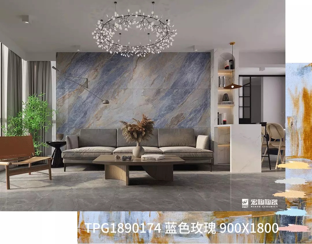 欧博ABG蓝色玫瑰900X1800MM瓷砖地砖装修效果图