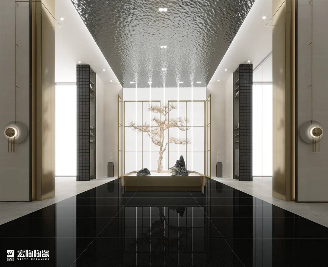 欧博ABG750×1500mm星耀系列黑金砂瓷砖地砖效果图