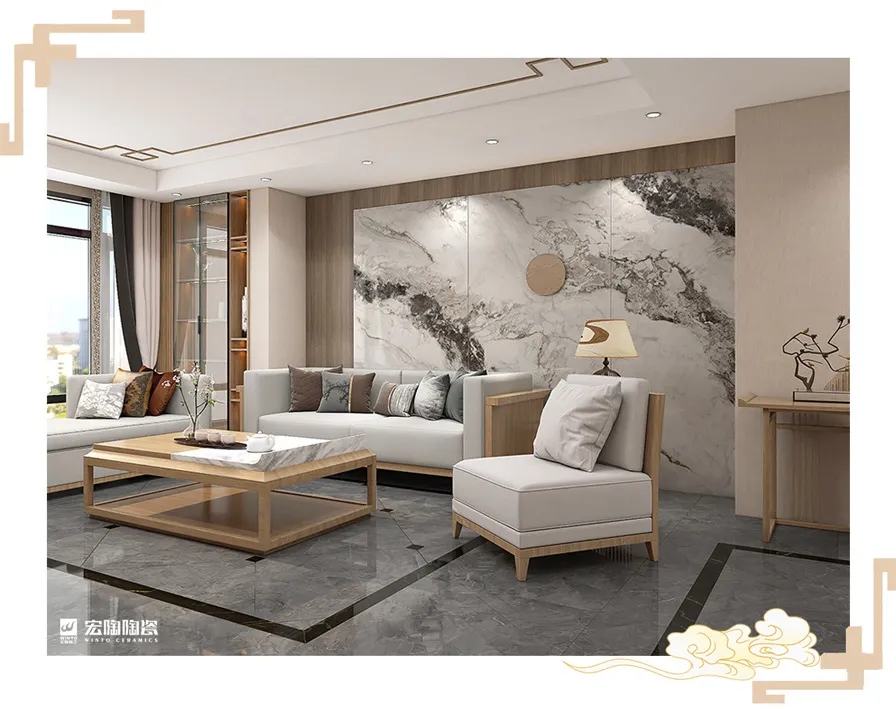 欧博ABG岩板9-TPG2712A023ABC+TPG80227客厅空间装修效果图