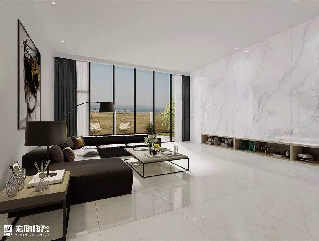 欧博ABGTPG1890179卡拉卡塔白900×1800mm瓷砖地砖装修效果图