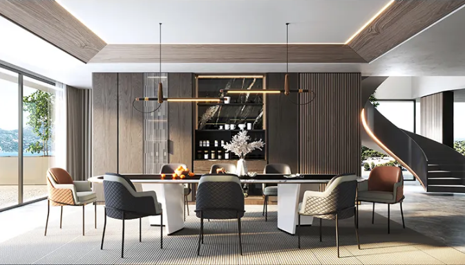 欧博ABG岩板与整体酒柜装修效果图