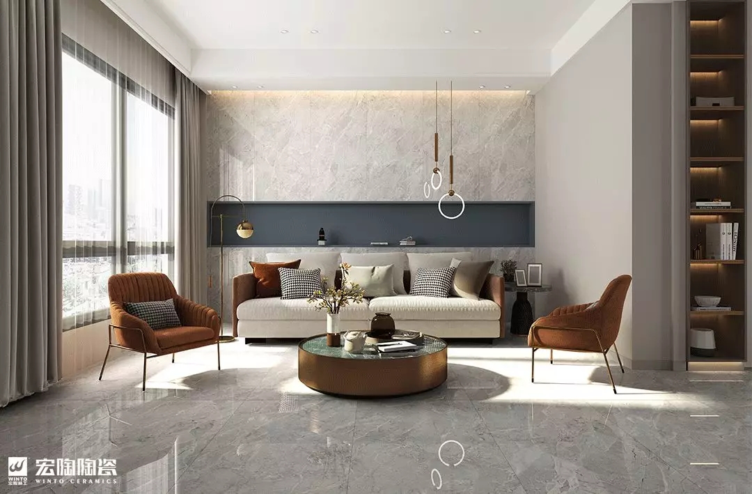 欧博ABG卡地亚灰TPGM157040 瓷砖和地砖大理石纹理装修效果图