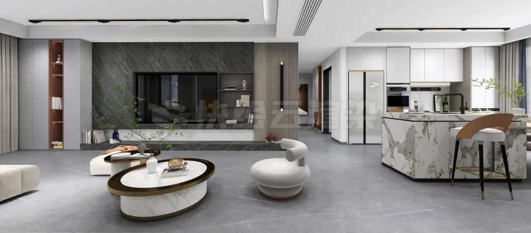 欧博ABG质感砖灰色系客厅家居空间