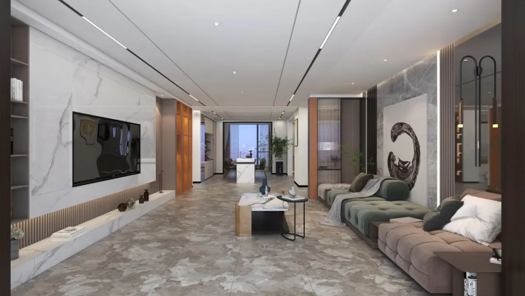 欧博ABG陶瓷大板马赛金棕装修效果图