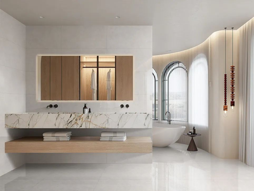 900X1800mm 路斯棕灰、白玉兰等系列欧博ABG陶瓷大板装修效果图