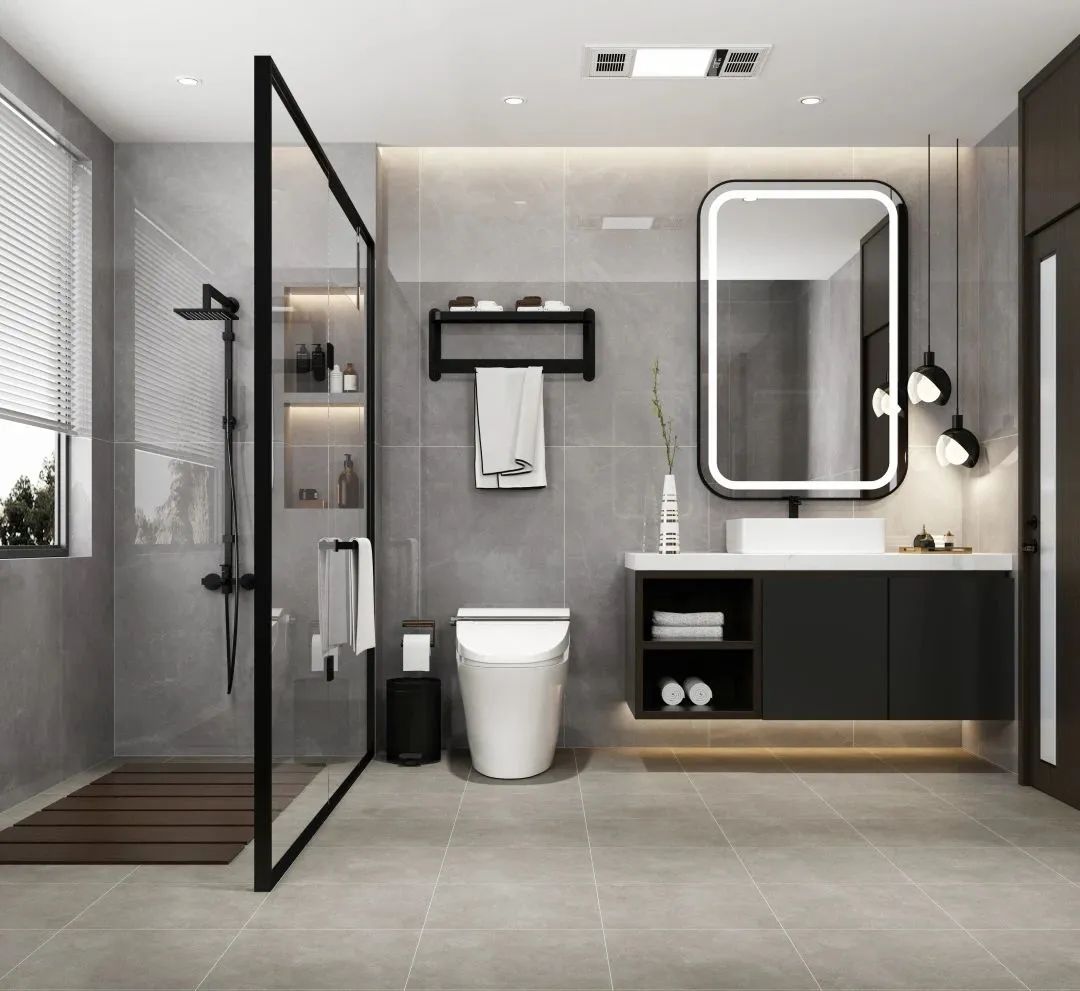 欧博ABG干湿疏散的卫浴间地砖装修效果图