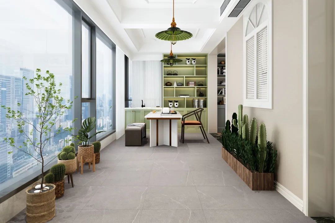 欧博ABG地砖阳台改书房装修效果图